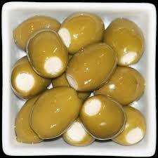 Green stuffed olives with feta cheese