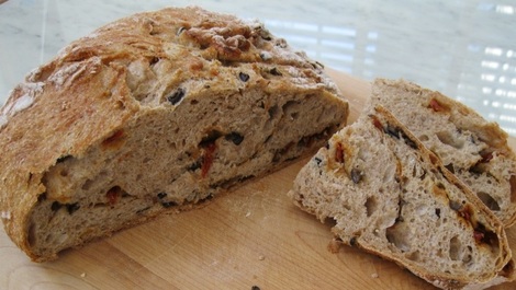 Olive bread with sun-dried tomatoes