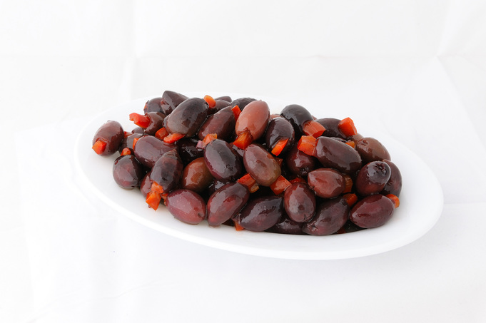 Kalamata stuffed olives with red pepper